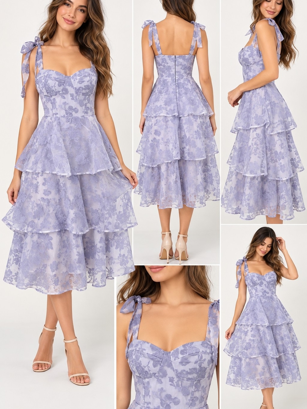 Lulus Glamorous Sweetie Lavender Burnout Tie Strap Bustier Midi Dress M